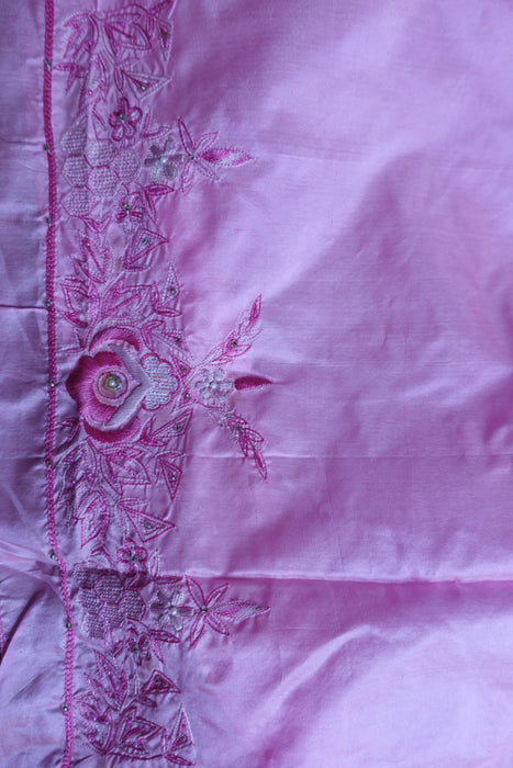 Pink Vintage Silk Unstitched Suit With Silk Chiffon Dupatta - New