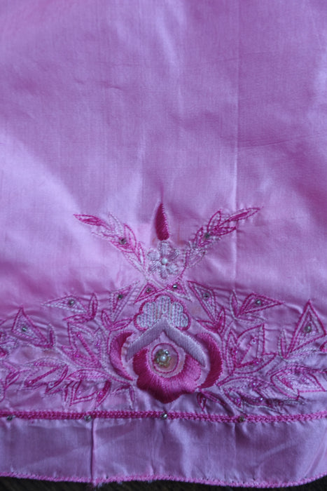 Pink Vintage Silk Unstitched Suit With Silk Chiffon Dupatta - New