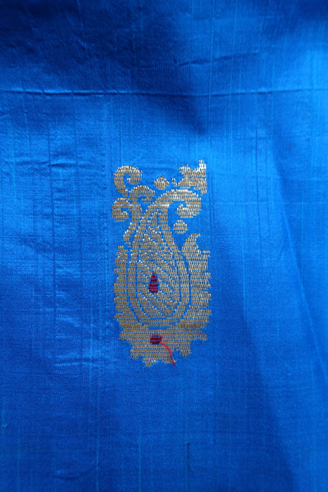 Royal Blue Vintage Pure Silk Fabric - New