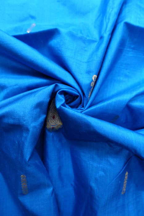 Royal Blue Vintage Pure Silk Fabric - New