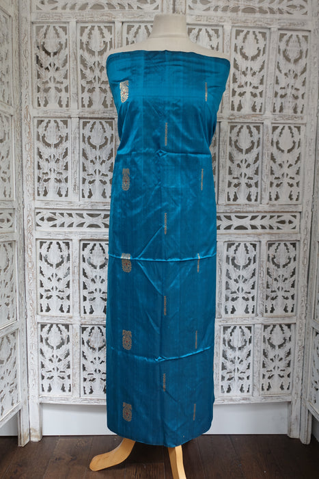 Teal Blue Vintage Pure Buta Silk - New