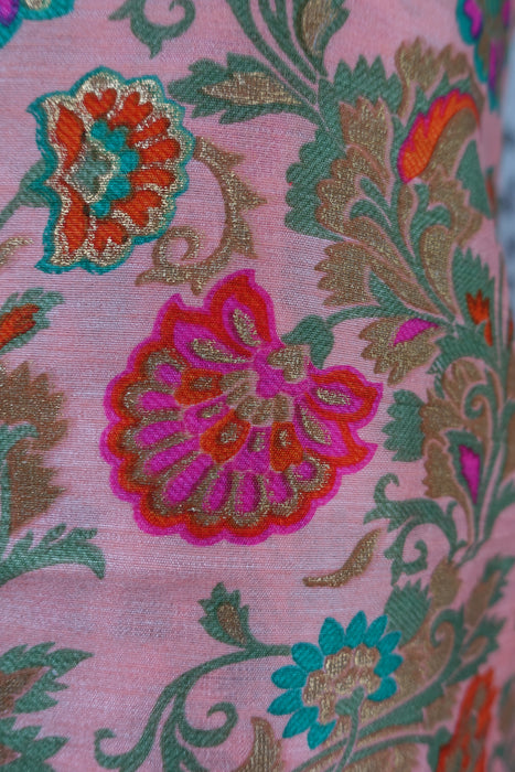 Peach Brocade Effect Fabric - New