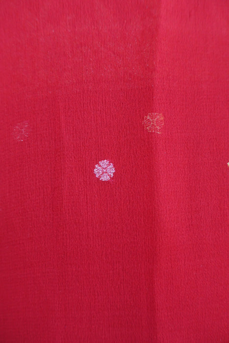 Red Banarsi Pure Silk Chiffon Fabric - New