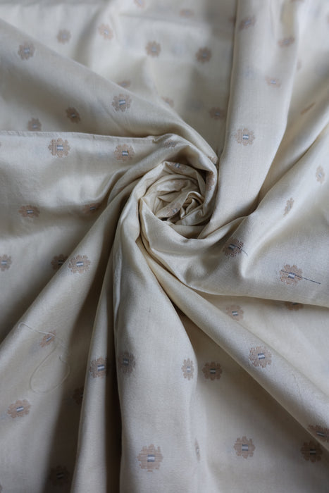 Cream Silk Blend Fabric - New